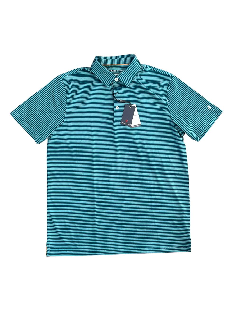 Michel Rouen Men's Performance Polo Shirt Striped‎ Size M